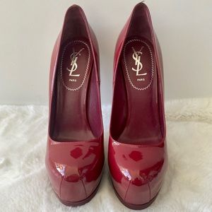 Authentic YSL red patent tribute heels, size 38.5